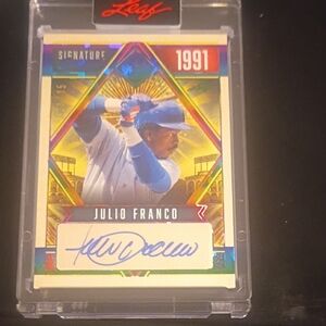 Julio Franco 2025 Leaf Serial #08/15 Autograph Factory Sealed Case Baseball Card